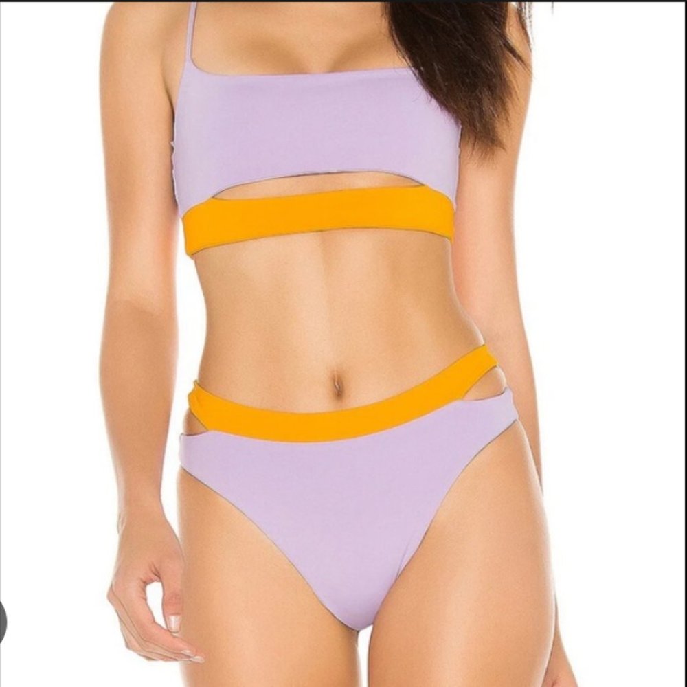 NWT L*Space‎ ZAC Lilac & Mandarine High Waisted Bitsy Cut Bikini Bottoms S/P